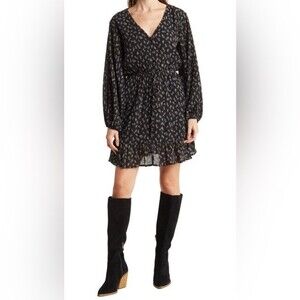 Wishlist NWT Floral Boho Southwestern Ditsy Print Tie-Waisted Flowy Mini Dress S